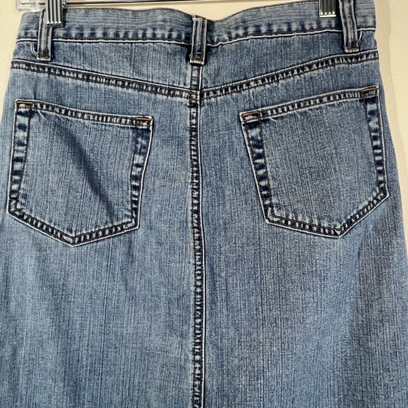 Gap Skirt Womens Sz 2 Denim Pencil 90s Y2K Front Slit Vintage Knee Length - Picture 5 of 6